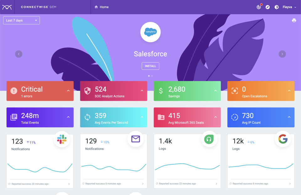 screenshot of ConnectWise SIEM
